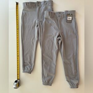 NWT Easton Youth Large grey deluxe baseball pants TWO PAIR